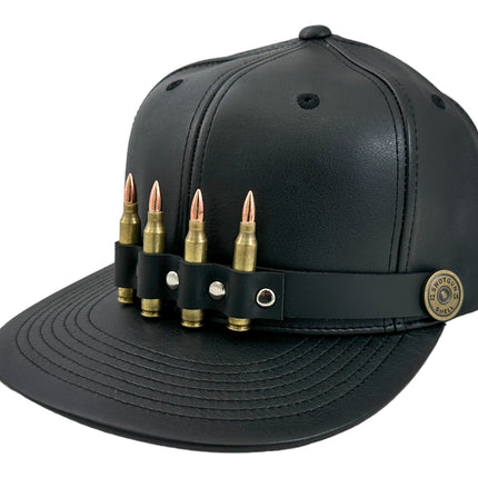 HT162 BULLET STAPPED VEGAN LEATHER BASEBALL  HAT