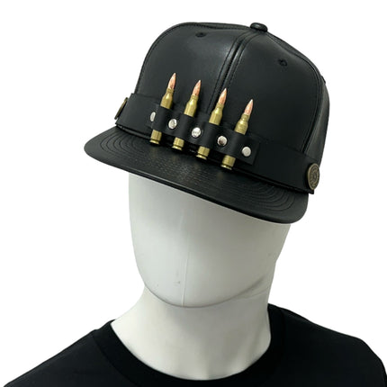 HT162 BULLET STAPPED VEGAN LEATHER BASEBALL  HAT