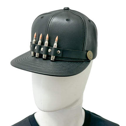 HT162 BULLET STAPPED VEGAN LEATHER BASEBALL  HAT