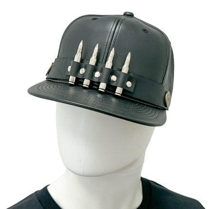 HT162 BULLET STAPPED VEGAN LEATHER BASEBALL  HAT