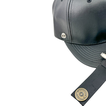 HT162 BULLET STAPPED VEGAN LEATHER BASEBALL  HAT