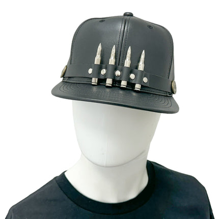 HT162 BULLET STAPPED VEGAN LEATHER BASEBALL  HAT
