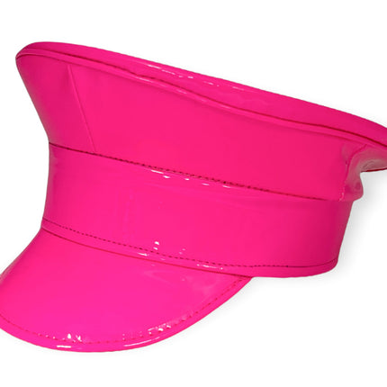 HT200 NEON PATENT RAVE CAPTAIN POLICE HAT