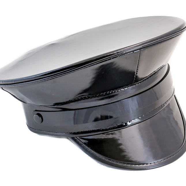 HT202P  PATENT LEATHER STRAP CAPTAIN HAT