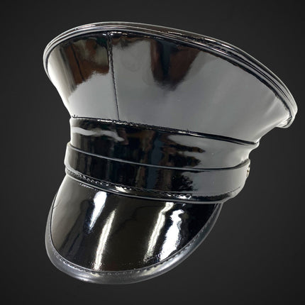 HT202P  PATENT LEATHER STRAP CAPTAIN HAT