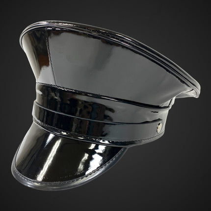 HT202P  PATENT LEATHER STRAP CAPTAIN HAT