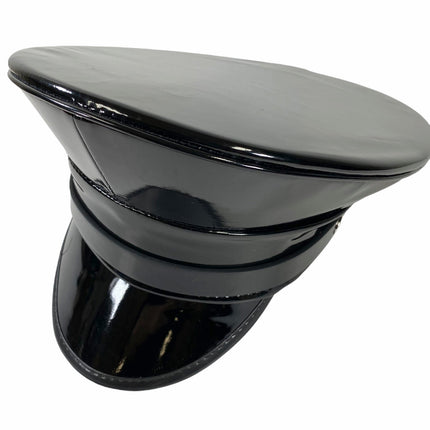 HT202P  PATENT LEATHER STRAP CAPTAIN HAT