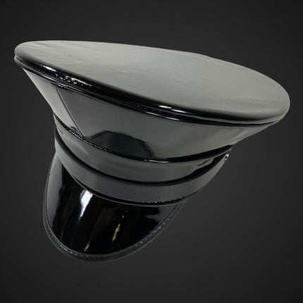 HT202P  PATENT LEATHER STRAP CAPTAIN HAT