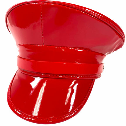 HT202P  PATENT LEATHER STRAP CAPTAIN HAT