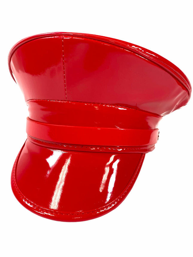 HT202P  PATENT LEATHER STRAP CAPTAIN HAT