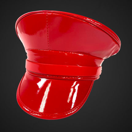 HT202P  PATENT LEATHER STRAP CAPTAIN HAT