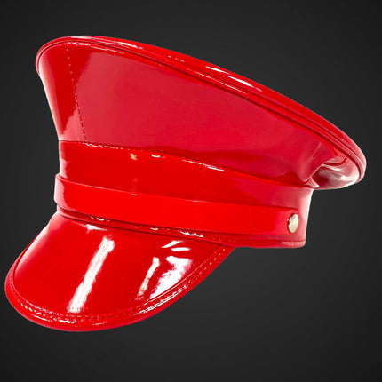 HT202P  PATENT LEATHER STRAP CAPTAIN HAT
