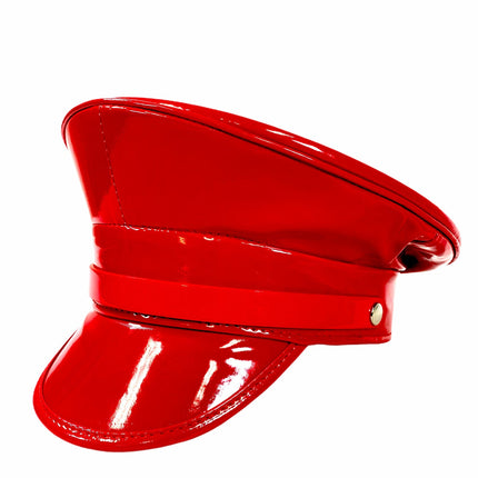 HT202P  PATENT LEATHER STRAP CAPTAIN HAT