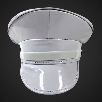 HT202P  PATENT LEATHER STRAP CAPTAIN HAT