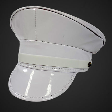 HT202P  PATENT LEATHER STRAP CAPTAIN HAT