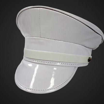 HT202P  PATENT LEATHER STRAP CAPTAIN HAT