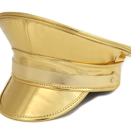 HT202P  PATENT LEATHER STRAP CAPTAIN HAT