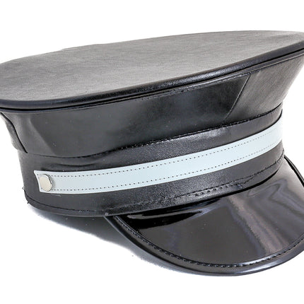 HT202MATT STRAP BAND VEGAN POLICE HAT