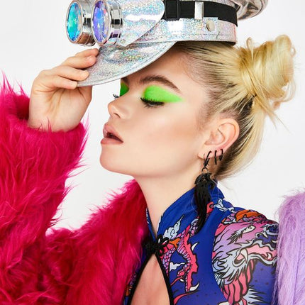 HTR200RN  RAINBOW HOLOGRAPHIC CAPTAIN HAT