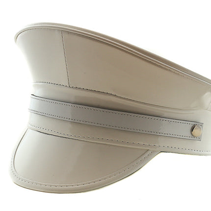 HT202P  PATENT LEATHER STRAP CAPTAIN HAT