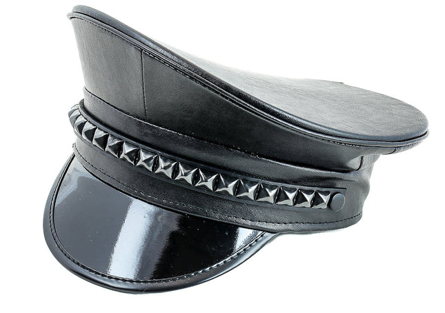 HT205-BS   GUNMETAL STUDDED BAND CAPTAIN HAT