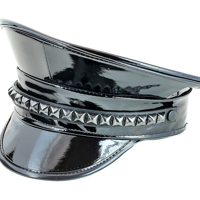 HT205-BS   GUNMETAL STUDDED BAND CAPTAIN HAT