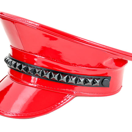 HT205-BS   GUNMETAL STUDDED BAND CAPTAIN HAT