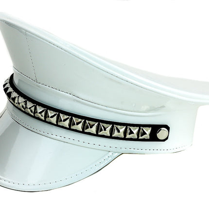 HT205-BS   GUNMETAL STUDDED BAND CAPTAIN HAT