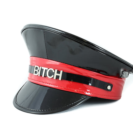 HT232BLK-RED STAINLESS STEEL LETTER WORDS ID NAME CAPTAIN HAT