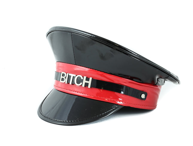 HT232BLK-RED STAINLESS STEEL LETTER WORDS ID NAME CAPTAIN HAT