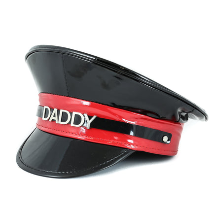HT232BLK-RED STAINLESS STEEL LETTER WORDS ID NAME CAPTAIN HAT