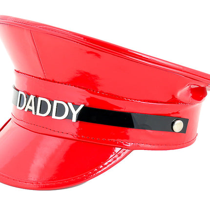 HT233P.RED STAINLESS STEEL LETTER WORDS ID NAME CAPTAIN HAT