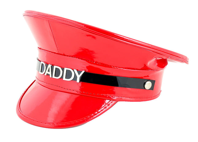 HT233P.RED STAINLESS STEEL LETTER WORDS ID NAME CAPTAIN HAT