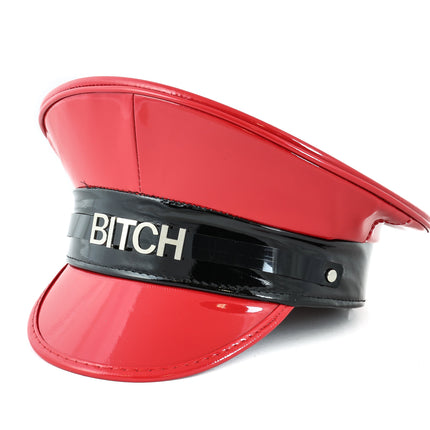 HT232RED-BLK STAINLESS STEEL LETTER WORDS ID NAME CAPTAIN HAT