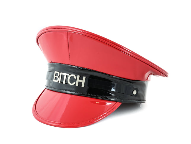 HT232RED-BLK STAINLESS STEEL LETTER WORDS ID NAME CAPTAIN HAT