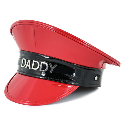 HT232RED-BLK STAINLESS STEEL LETTER WORDS ID NAME CAPTAIN HAT