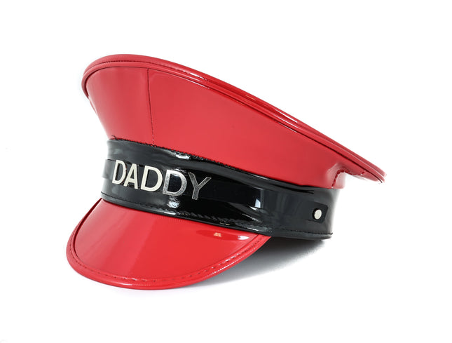 HT232RED-BLK STAINLESS STEEL LETTER WORDS ID NAME CAPTAIN HAT