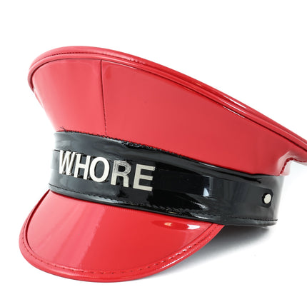 HT232RED-BLK STAINLESS STEEL LETTER WORDS ID NAME CAPTAIN HAT