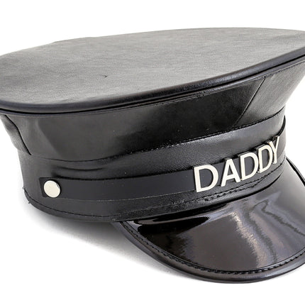 HT233P.BLK  NAME PATENT CAPTAIN HAT WHORE SLAVE SLUT