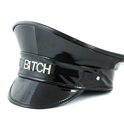 HT233P.BLK  NAME PATENT CAPTAIN HAT WHORE SLAVE SLUT