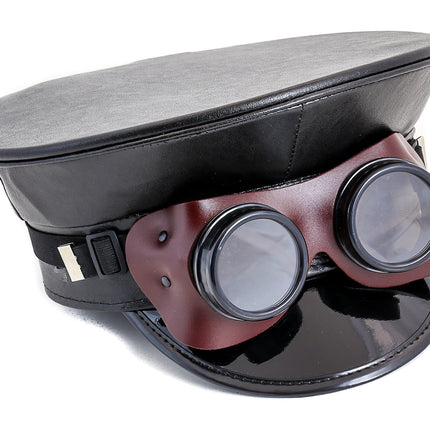 HT236 CAPTAIN HAT WITH LEATHER GOGGLES