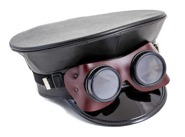 HT236 CAPTAIN HAT WITH LEATHER GOGGLES