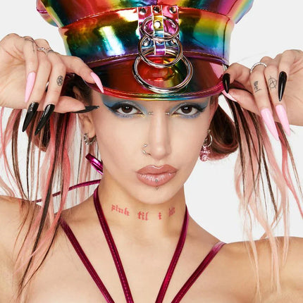 HT242RAINBOW THREE BONDAGE RING CAPTAIN HAT HAND MADE USA
