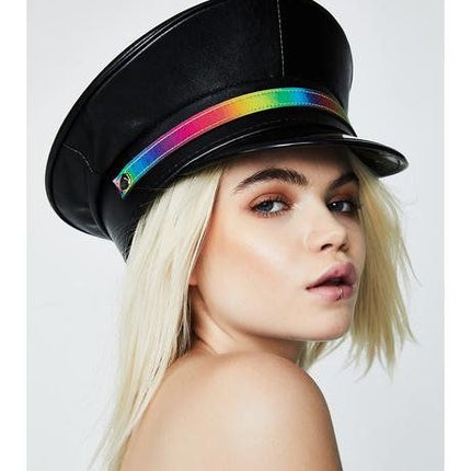 HT244M RAINBOW BAND CAPTAIN HAT