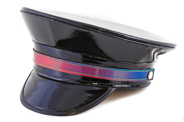 HT244P RAINBOW STRAP PATENT POLICE HAT