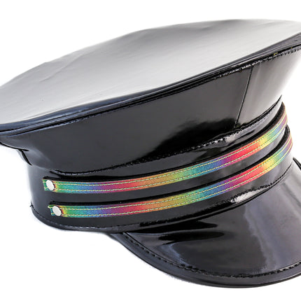 HT245M DOUBLE RAINBOW STRAP MATTED POLICE HAT