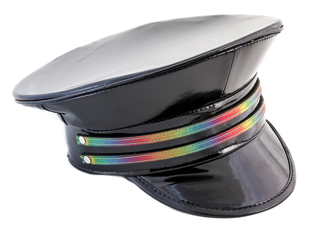 HT245M DOUBLE RAINBOW STRAP MATTED POLICE HAT