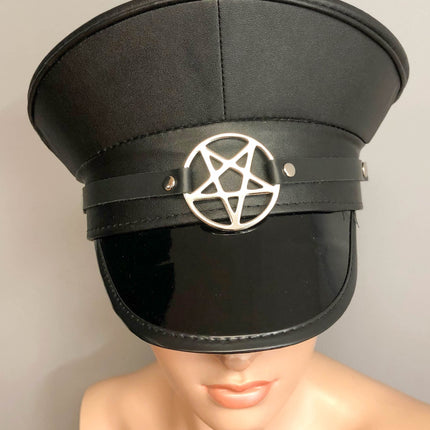 HT252 PATENT CAPTAIN HAT WITH PENTA