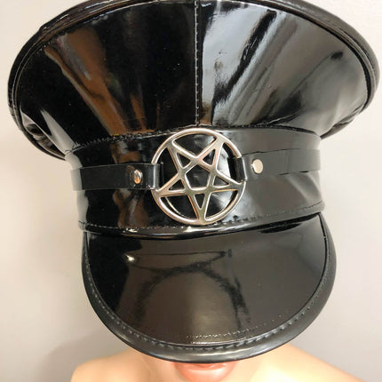 HT252 PATENT CAPTAIN HAT WITH PENTA