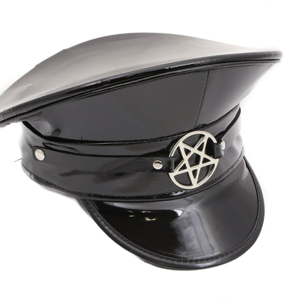 HT252 PATENT CAPTAIN HAT WITH PENTA